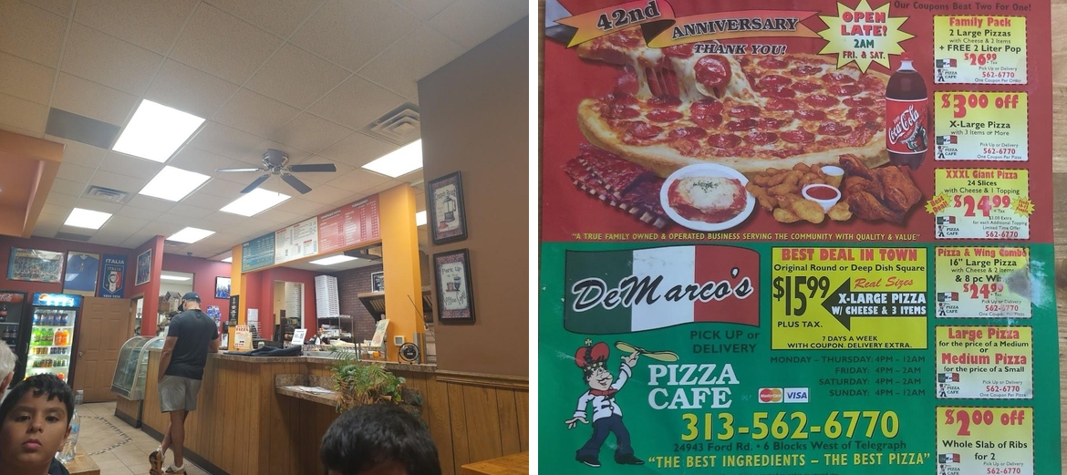 DeMarco's Pizza Cafe Menu