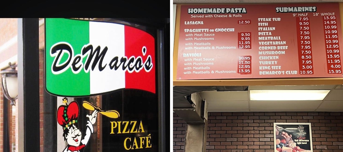 DeMarco's Pizza Cafe Menu